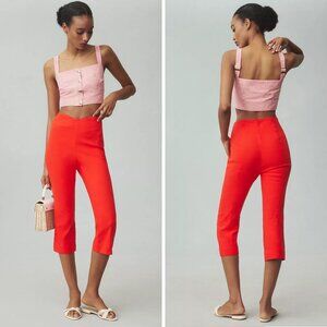 Anthropologie Maeve Structured Red Capri Pants, NWT
